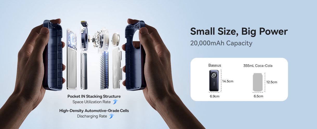 LiPo PowerBank 20000mAh 67W с выдвижным кабелем EnerCore CR11 BASEUS E0027H00 6932172691929
