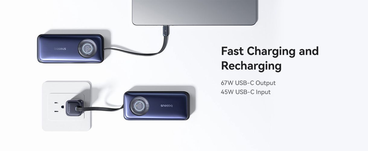 LiPo PowerBank 20000mAh 67W with retractable cable EnerCore CR11 BASEUS E0027H00 6932172691929