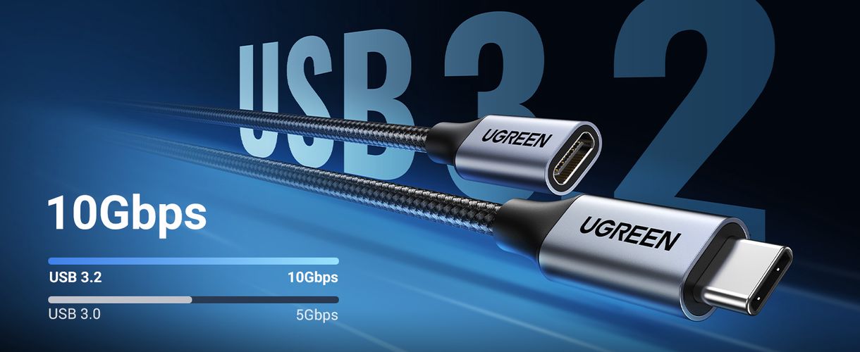 Kabeļa pagarinātājs USB C male - USB C female USB3.2 1m 100W 10Gbps US372 UGREEN UGREEN/45191 6941876241910