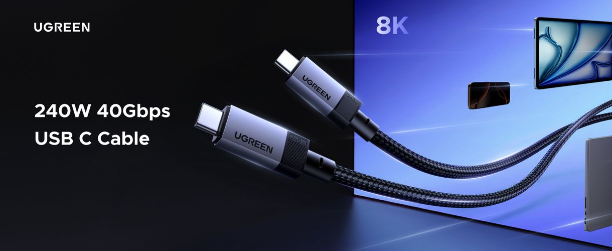 Cable USB C male - USB C male USB4 240W 1m 40Gbps 8K@60Hz 40Gbps Thunderbolt 4 compatible L705 UGREEN UGREEN/65175 6941876261758