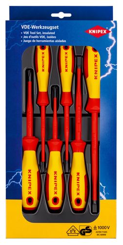 KNIPEX 00 20 12 V02 VDE Screwdriver Set Slotted / Phillips® 6 parts  00 20 12 V02 4003773082538