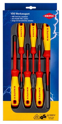 KNIPEX 00 20 12 V04 VDE Screwdriver Set Slotted / Phillips® / Pozidriv® 6 parts  00 20 12 V04 4003773082552