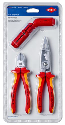 KNIPEX 00 31 30 BK V01 Electrical Installations Set 1 x 13 86 200, 1 x 16 95 01 SB, 1 x 70 06 160  00 31 30 BK V01 4003773086574