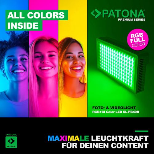 PATONA Premium LED photo and video light 40W with 120 RGB and 128 bi-color LEDs and 24 effects, PATONA 4246 4055655252218