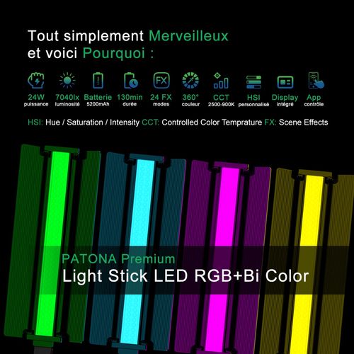 PATONA Premium LED bar light Sword light RGB/Bi-Colour with APP control, PATONA 4280 4055655239486