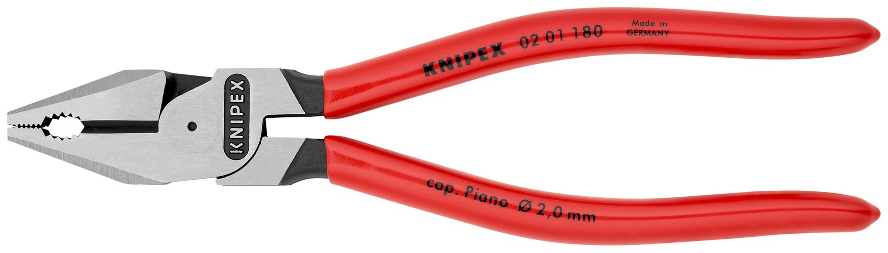 KNIPEX 02 01 180 High Leverage Combination Pliers plastic coated black atramentized 180 mm 02 01 180