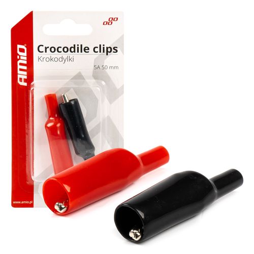 Krokodilinės jungtys su apsauga 50mm 25A, 2vnt, AMiO AMIO-03045 5903293030455