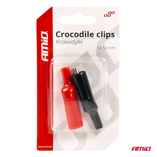 Krokodilinės jungtys su apsauga 50mm 25A, 2vnt, AMiO AMIO-03045 5903293030455