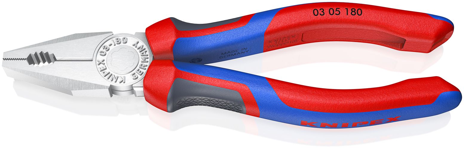 KNIPEX 03 05 180 Combination Pliers with comfort handles chrome-plated 180 mm 03 05 180 4003773034933