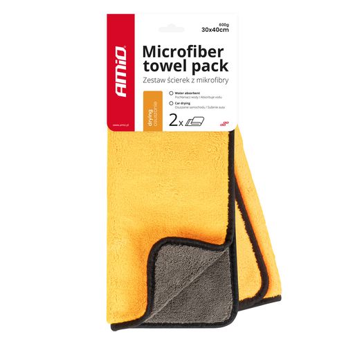Microfiber drying towel pack 30x40cm 600g AMIO-03752, AMiO 5903293037522