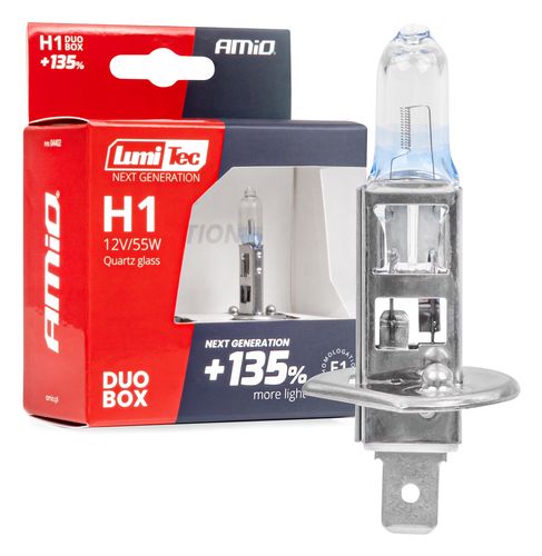 Halogen bulbs H1 12V 55W LumiTec NEXT GENERATION +135% DUO AMIO-04402, AMiO 5903293044025
