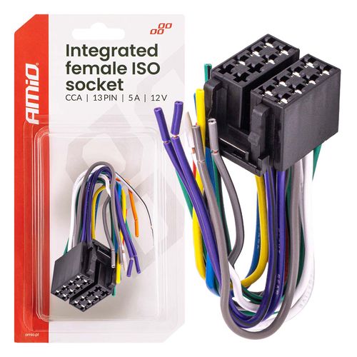 Integrated female ISO socket ISO CCA 13PIN 5A 12V AMIO-04441, AMiO 5903293044414