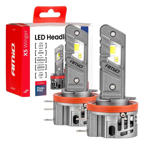 LED Headlights X5-series WINGER H15 49W 6000K CANBUS AMIO-04685, AMiO 04685 5903293046852