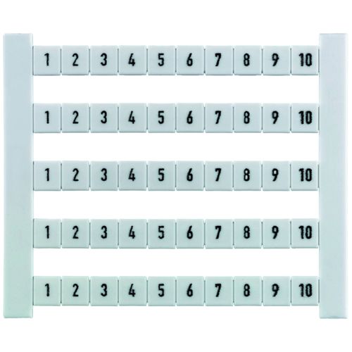 Terminal marking, Pitch in mm: 5.00, Printed characters: Numbers, horizontal, white Weidmuller 0523060001 04008190021726