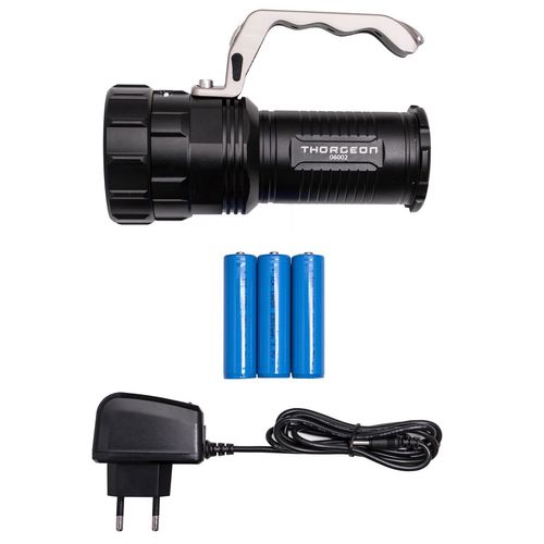 Torch LED 10W CREE, 800lm, rechargeable 3x2300mAh 18650 Battery, THORGEON THORGEON-06002 4751029890894