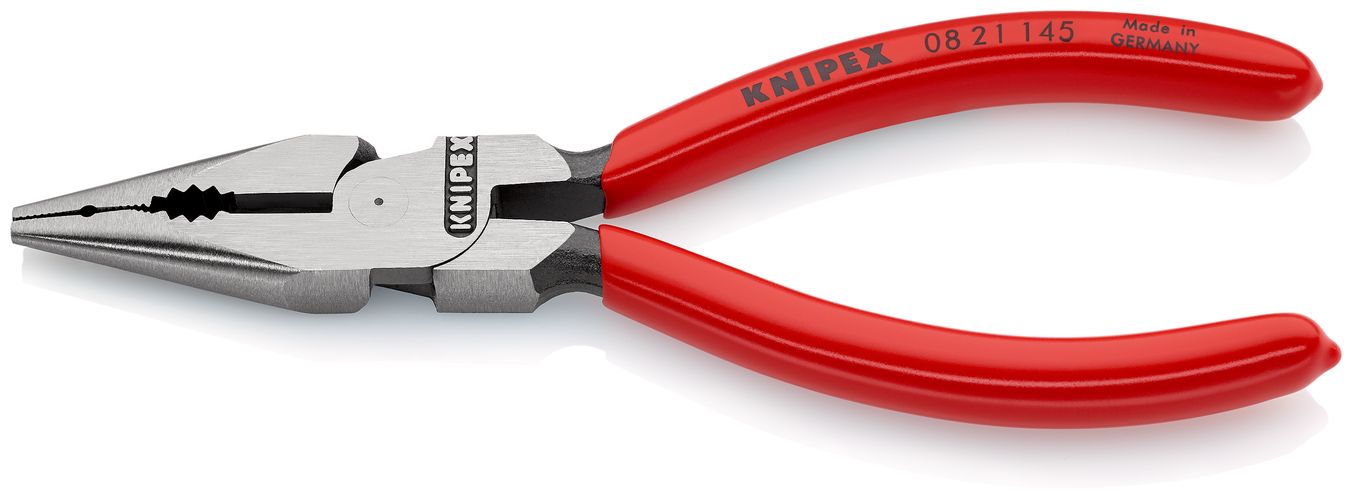 KNIPEX 08 21 145 Needle-Nose Combination Pliers plastic coated black atramentized 145 mm 08 21 145