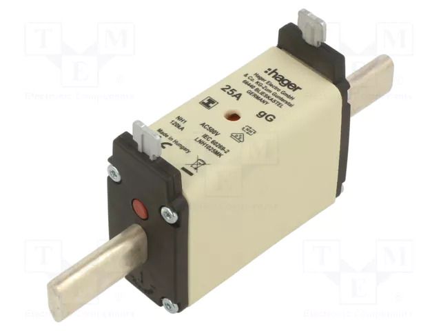 Fuse: fuse; 25A; 500VAC; gG; industrial; NH1C HAGER LNH1025MK