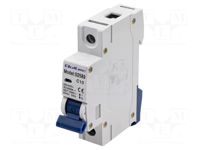 Circuit breaker; 10A; Poles: 1; for DIN rail mounting; Charact: C QOLTEC QOLTEC-52589