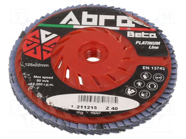 Flap grinding wheels; Ø: 125mm; Granularity: 40; vented; 22.23mm ABRA BETA AB001050804