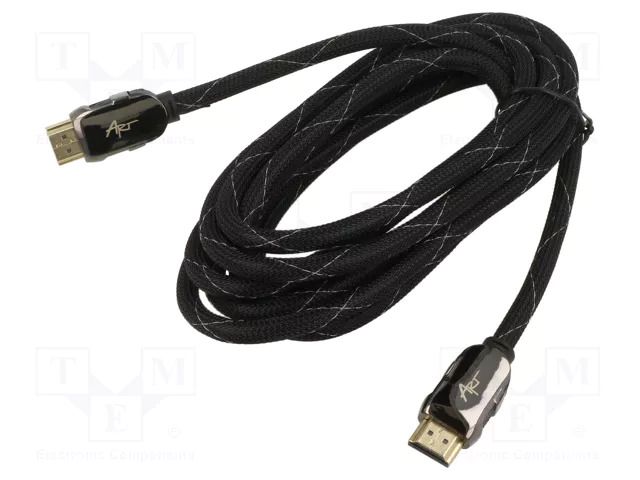 Cable; HDMI plug,both sides; textile; HDMI 1.4; 3m; black; 30AWG ART ART-AL-01-3