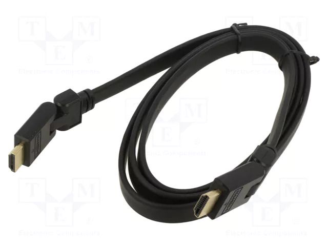 Cable; HDMI plug movable ±90°,both sides; HDMI 1.4; 1.5m; black ART ART-AL-05