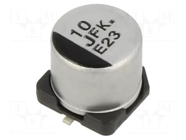 Capacitor: electrolytic; low ESR; SMD; 10uF; 63VDC; Ø6.3x6.1mm PANASONIC EEEFK1J100V