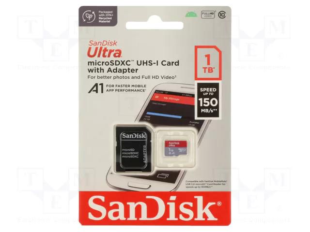 Memory card; Android; microSDXC; R: 150MB/s; Class 10 UHS U1; 1TB SANDISK SDSQUAC-1T00-GN6MA