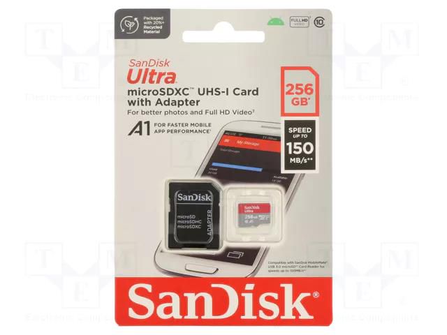 Memory card; Android; microSDXC; R: 150MB/s; Class 10 UHS U1 SANDISK SDSQUAC-256G-GN6MA