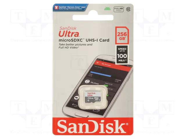 Memory card; Android; microSDXC; R: 100MB/s; Class 10 UHS U1 SANDISK SDSQUNR-256G-GN3MN