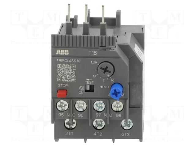Thermal relay; Leads: screw terminals; 1÷1.3A; AF ABB T16-1.3