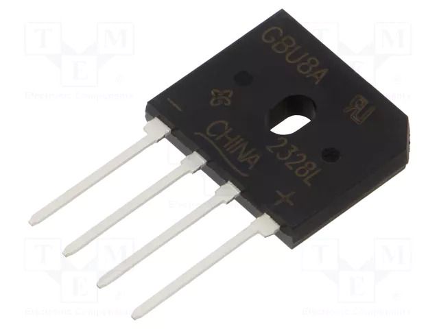 Bridge rectifier: single-phase; Urmax: 50V; If: 8A; Ifsm: 200A; flat VISHAY GBU8A-E3/51