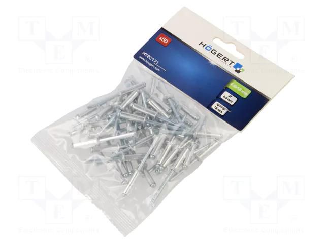 Rivet; aluminium; Rivet diam: 4.8mm; L.rivet: 18mm; 50pcs. HÖGERT TECHNIK HT2C171