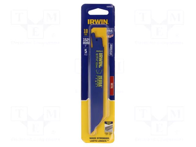 Hacksaw blade-set; metal; 150mm; 18teeth/inch; 5pcs. IRWIN IRW-10504153