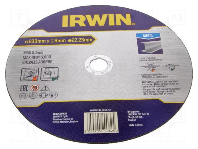 Cutting wheel; Ø: 230mm; Øhole: 22.23mm; metal,steel IRWIN IRW-IW8082136