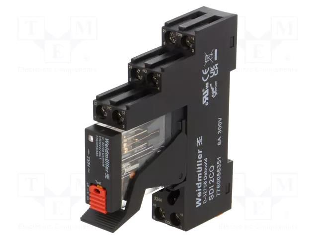 Relay: interface; DPDT; Ucoil: 230VAC; 5A; for DIN rail mounting WEIDMÜLLER DRIKIT230AC-2COL/P