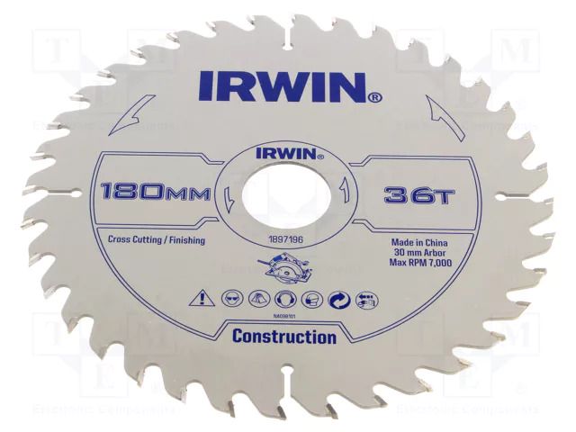 Circular saw; Ø: 180mm; Teeth: 36; wood; Holder: assembly hole; 30mm IRWIN IRW-1897196