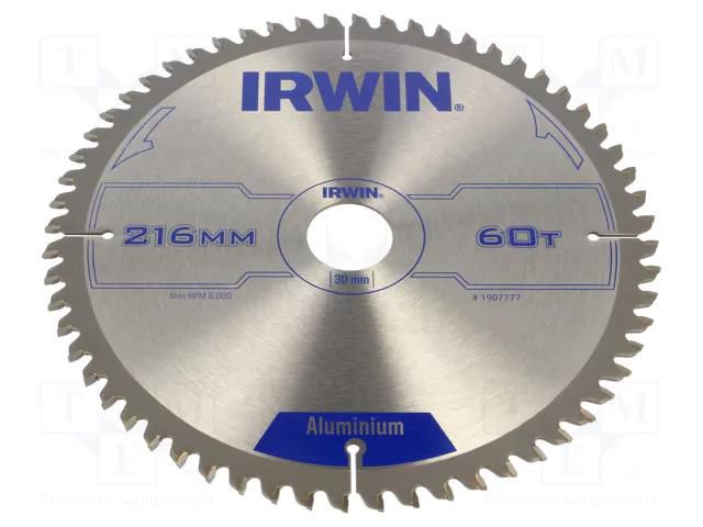 Circular saw; Ø: 216mm; Øhole: 30mm; Teeth: 60; aluminium IRWIN IRW-1907777