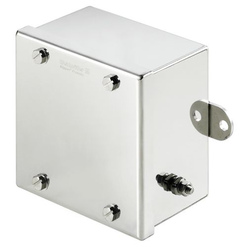 Ex metal housing, 120 x 120 x 80 mm, Mirror polished, Flange plate: No, M5 hexagonal screw with slot and 10mm distance across flats Weidmuller 1002690000