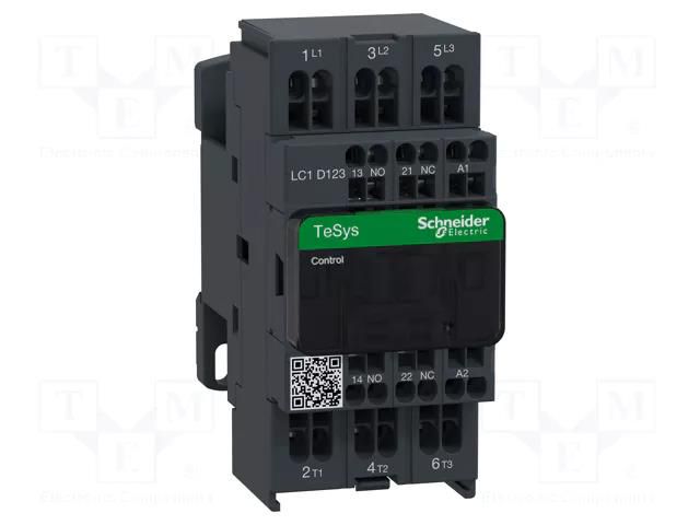 Contactor: 3-pole; NO x3; Auxiliary contacts: NC + NO; 24VDC; 12A SCHNEIDER ELECTRIC LC1D123BD