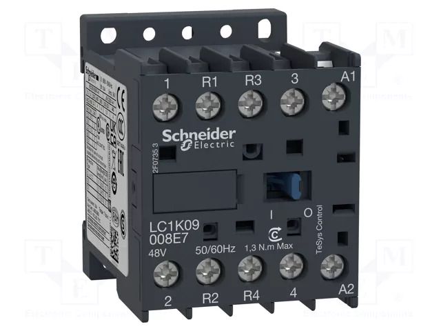 Contactor: 4-pole; NC x2 + NO x2; 110VAC; 9A; TeSys K; W: 45mm; 690V SCHNEIDER ELECTRIC LC1K09008F7
