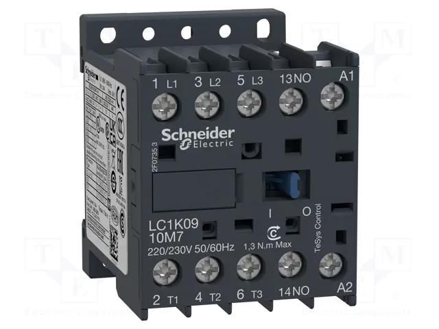 Contactor: 3-pole; NO x3; Auxiliary contacts: NO; 24VAC; 9A; W: 45mm SCHNEIDER ELECTRIC LC1K0910B5