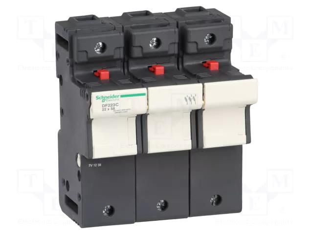Fuse base; 22x58mm; for DIN rail mounting; 125A; Poles: 3 SCHNEIDER ELECTRIC DF223C