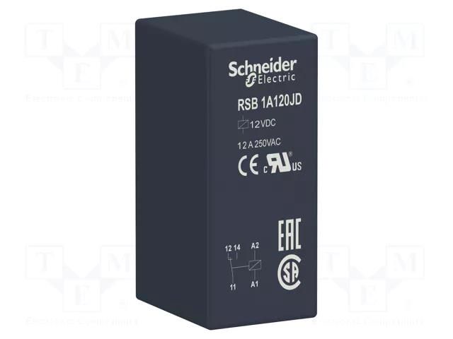 Relay: electromagnetic; SPDT; Ucoil: 12VDC; 12A; 12A/250VAC; RSB SCHNEIDER ELECTRIC RSB1A120JD