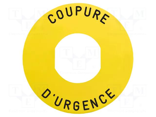 Label; Harmony XB4; Ø22mm; yellow; Dim: Ø60mm SCHNEIDER ELECTRIC ZBY9160