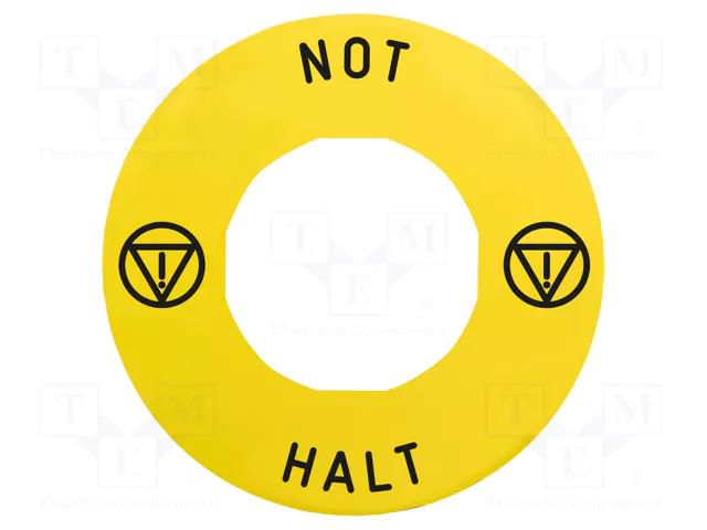Label; Harmony XB4; Ø22mm; yellow; Dim: Ø60mm SCHNEIDER ELECTRIC ZBY9230T