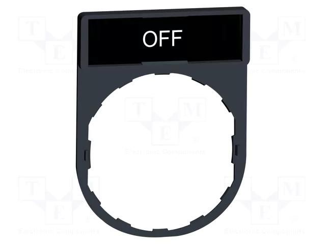 Description label; 22mm; Harmony XB4; black; plastic; Dim: 30x40mm SCHNEIDER ELECTRIC ZBY2312