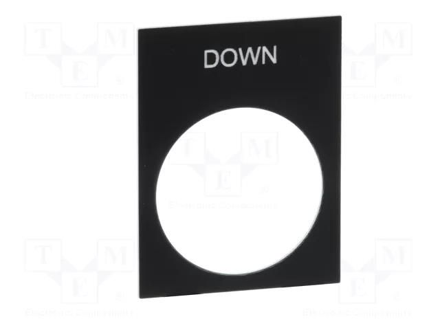 Label; black; Button marking: DOWN; control cassette; 30x40mm SCHNEIDER ELECTRIC ZB2BY2308