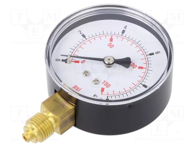 Manometer; 0÷10bar; G 1/4",bottom connection; 63mm; metal PNEUMAT 117-DE