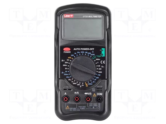Digital multimeter; LCD; VDC: 200mV,2V,20V,200V,1kV; -20÷1000°C UNI-T UT53