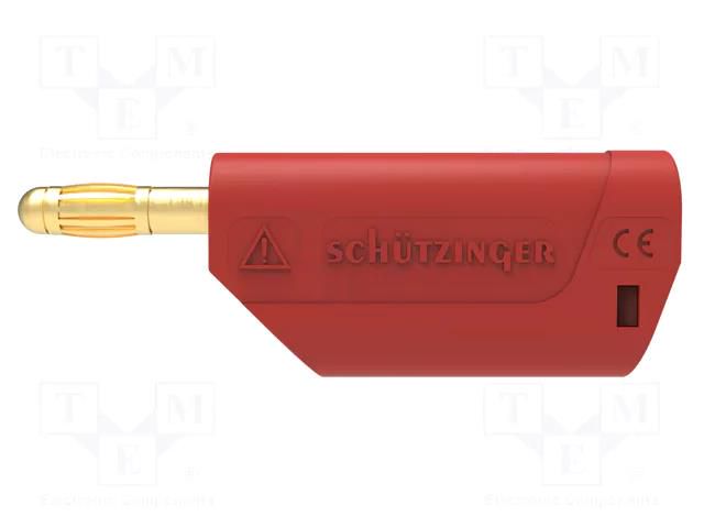 Connector: 4mm banana; plug; 32A; 30VAC; 60VDC; red; gold-plated SCHÜTZINGER FK8715LAUAS-RT